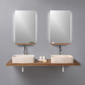 encimera de lavabo doble / de madera