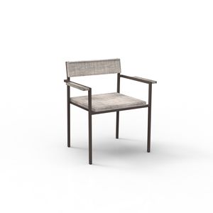 silla moderna / con reposabrazos / de tejido / de acero inoxidable