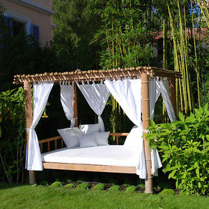 cama de jardín con dosel / de matrimonio / moderna / de tejido