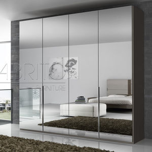 armario moderno / de melamina / con puertas batientes / con espejo