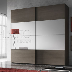 armario moderno / de melamina / con puerta corredera / con espejo
