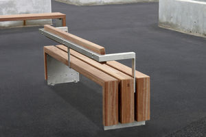 banco público / moderno / de madera / de acero inoxidable