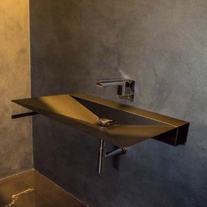 lavabo suspendido / rectangular / de acero / moderno