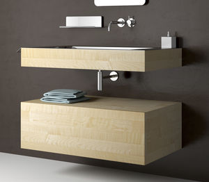lavabo suspendido / rectangular / madera / de acero inoxidable