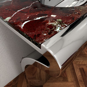 lavabo sobre encimera / rectangular / de mármol / acero inoxidable