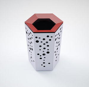 cubo de basura público / de acero / moderno