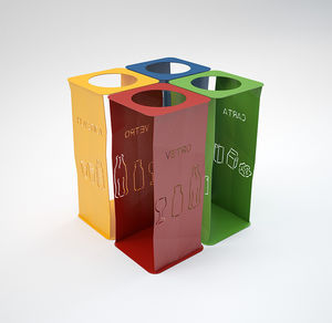 cubo de basura público / de acero / de reciclaje / con cenicero integrado