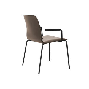 silla de visita moderna / con reposabrazos / apilable / de cuero