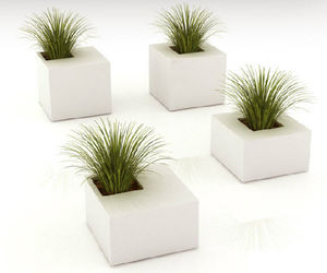 jardinera de fibra de vidrio / cuadrada / moderna / para espacio público