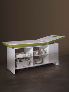 mesa de masaje fija / de madera / con almacenamiento