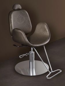 sillón de maquillaje de metal / de cuero artificial / ajustable / con reposapiés