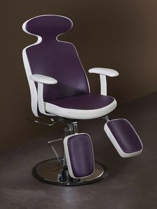 sillón de maquillaje de metal / de cuero artificial / ajustable / con reposapiés