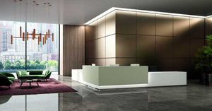 mostrador de recepción modular / de esquina / de vidrio / de melamina