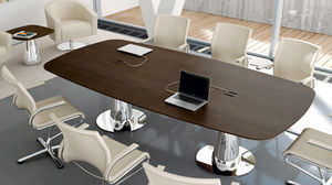 mesa de reuniones moderna / de madera / ovalada