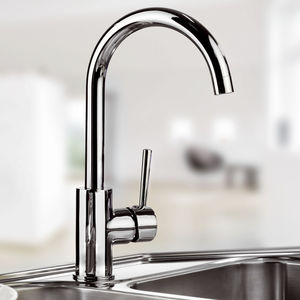grifo monomando de metal cromado / para cocina / con 1 orificio