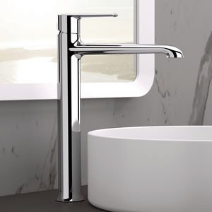 grifo monomando para lavabo / de latón cromado / de baño / con 1 orificio