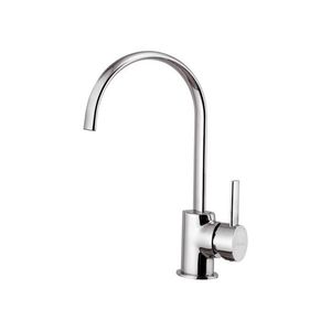 grifo monomando de metal cromado / para cocina / con 1 orificio / con caño giratorio
