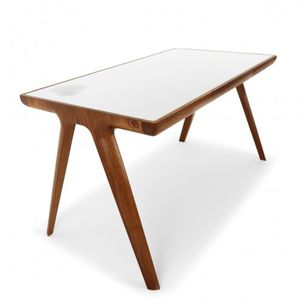 escritorio de roble / de nogal / de cuero / de diseño escandinavo