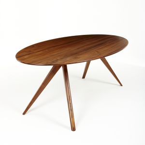 mesa de comedor moderna / de nogal / de roble blanco / redonda