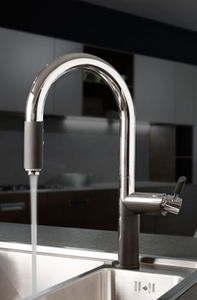 grifo monomando de metal cromado / de níquel / para cocina / con 1 orificio