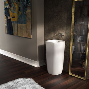 lavabo de pie / cuadrado / de mineral compuesto / moderno