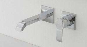 grifo monomando para lavabo / de pared / de metal cromado / de níquel