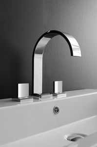 grifo mezclador para lavabo / de libre instalación / de níquel / de metal cromado