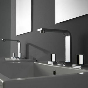 grifo mezclador para lavabo / de pared / de níquel / de metal cromado