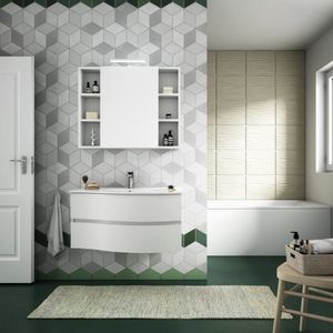 mueble de lavabo suspendido / de resina / moderno / con cajones