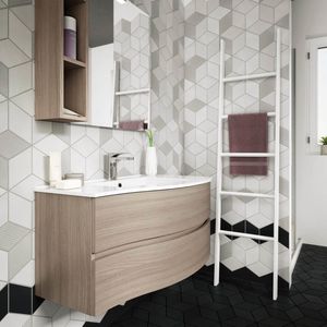 mueble de lavabo suspendido / de olmo / de resina / moderno