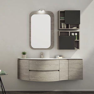 mueble de lavabo mural / de roble / moderno / con cajones