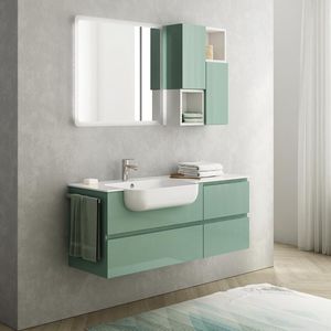 mueble de lavabo suspendido / de madera / de resina / moderno