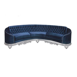 sofá en arco de círculo / Chesterfield / de cuero / de madera