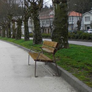 banco público / moderno / de madera / de acero