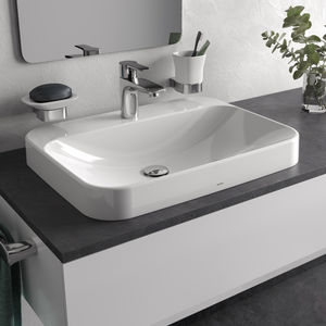 lavabo sobre encimera / rectangular / de cerámica / moderno