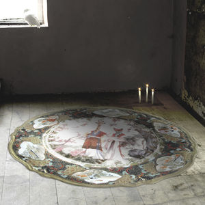 alfombra moderna / con motivos / de poliamida / redonda