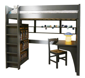 cama simple / alta / moderna / de madera