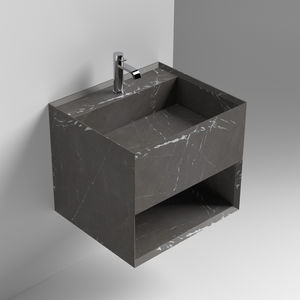 lavabo suspendido / rectangular / de piedra natural / moderno