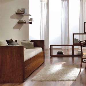 cama estándar / de soltero / moderna / de nogal