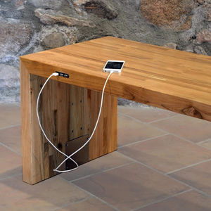 banco público / de diseño minimalista / de madera / de acero