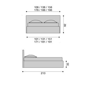 cama estándar / de matrimonio / moderna / tapizada