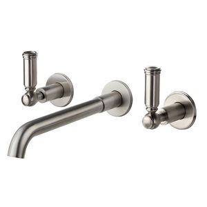 grifo mezclador para lavabo / de pared / de latón cromado / de baño