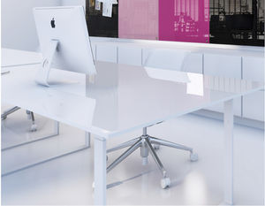 mesa de trabajo moderna / de vidrio templado / de acero / rectangular