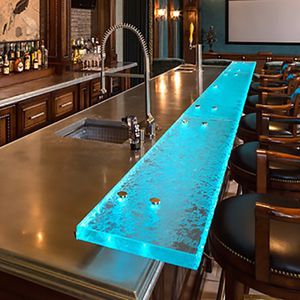 mostrador de bar / para cocina / de vidrio / recto