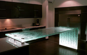 mostrador para cocina / de vidrio / recto / con luz