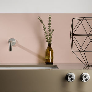 grifo mezclador para lavabo / de pared / de acero inoxidable / de baño