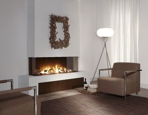 chimenea de gas / moderna / hogar cerrado / de 3 caras