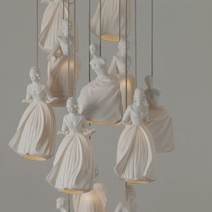 lámpara suspendida / clásica de estilo barroco / de interior / de porcelana