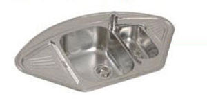 fregadero de 2 senos / de acero inoxidable / de esquina / con escurridor