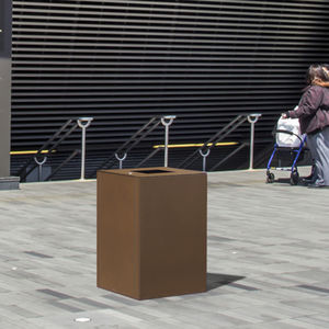 cubo de basura público / de acero galvanizado / de acero COR-TEN® / moderno